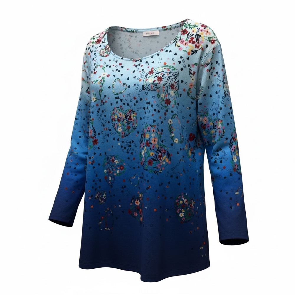 NWT Allison Daley Women’s Plus Size 2X Valentine Heart Ombre Stretch Tunic Top